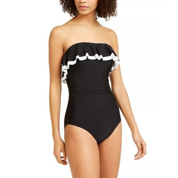 Tommy Hilfiger Other - Tommy Hilfiger 6 One-Piece Swimwear Strapless Bandeau Swimsuit Contrast Ruffle